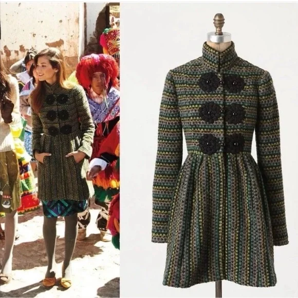 Plenty by Tracy Reese Striped Green and Black Cape - Picture 2 of 8